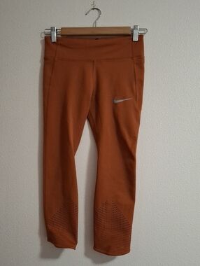 Nike Dri- Fit Orange Rust Performance Leggings Capri Running Tights Size Small